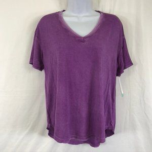 Abound Washed V-Neck High/Low Purple Tee